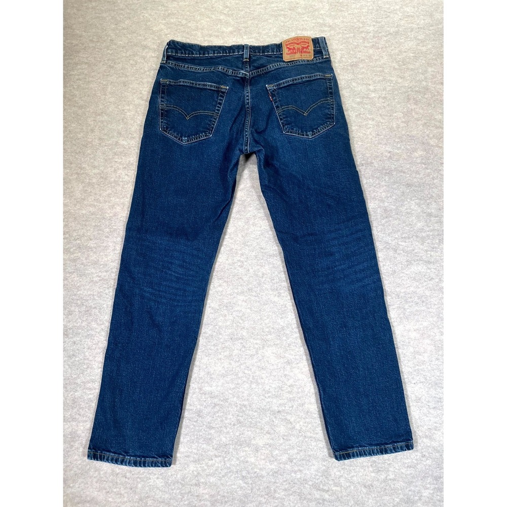 Levi's 502 Taper Fit Jeans Mens 34x32 Blue Whiskering Denim Medium Wash Mid Rise - Picture 7 of 16